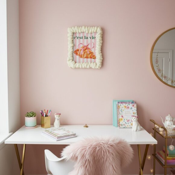 GORGEOUS and Cute Foam Frame "C'est la Vie" Croissant Home Decor Handmade - Picture 2 of 3